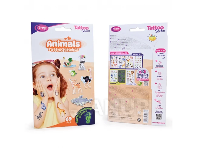 Sada tetovacích nálepok so zvieratkami - 69 ks / balenie 