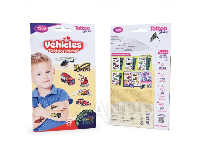 Sada tetovacích nálepok s autuami - 53 ks / balenie 