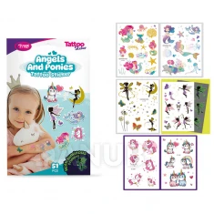 Anjely a poníci - sada tetovacích nálepok- 51 ks / balenie 