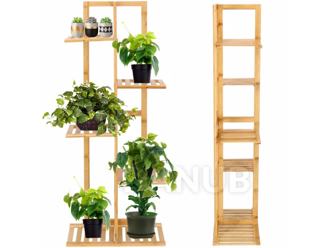 Drevený stojan na kvety - 20x40x102 - so 6 drevenými policami