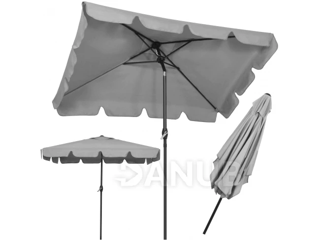 Záhradný slnečník - obdĺžnikový - nastaviteľný - 200x130cm - svetlosivý Záhradný slnečník - obdĺžnikový - nastaviteľný - 200x130cm - svetlosivý