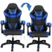 Herná/kancelárska stolička s nastaviteľným sklonom operadla, otočná - ekokoža - čierna/modrá