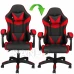 Herná/kancelárska stolička s nastaviteľným sklonom operadla, otočná - ekokoža - čierna/červená