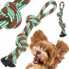 Hračka pre psa - lano s uzlami - hryzátko - zeleno-červené