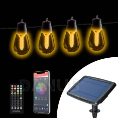 Smart solárna sveteľná reťaz - 25 ks bielych LED - nastaviteľná farebná teplota - 13,6m -  bluetooth