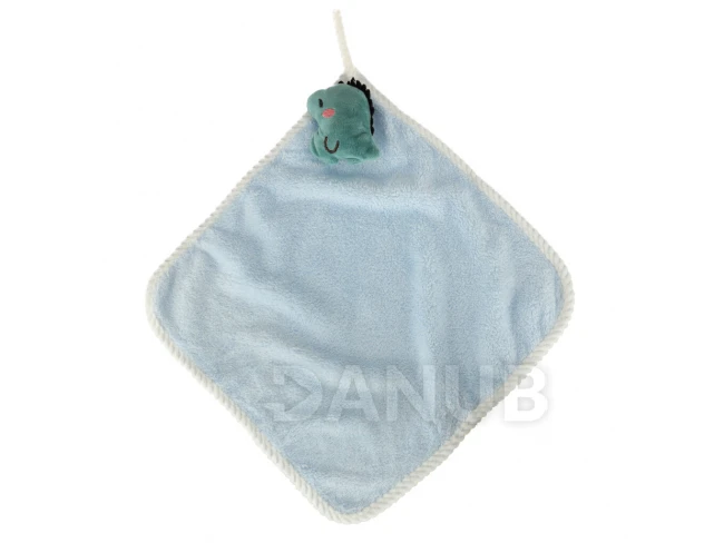 Detský uterák na ruky pre materské školy - 30x30cm - modrý dinosaurus