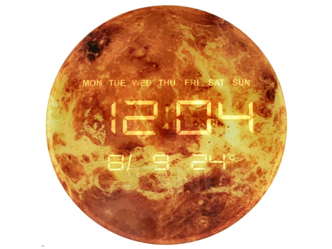 Nástenné hodiny Planet Mars s LED displejom 32 cm oranžové