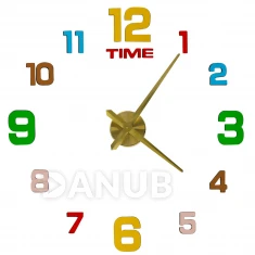 Nalepovacie nástenné hodiny, 12 číslic, 80-90 cm, ručičky zlatej farby