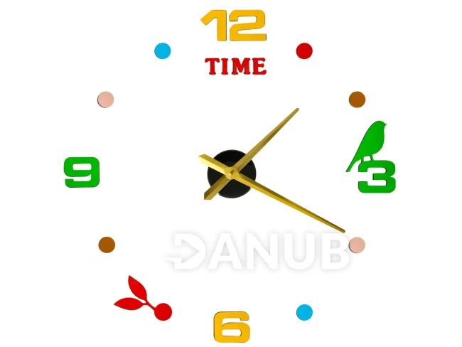 Nalepovacie nástenné hodiny s farebnými číslicami 80-90cm - zlaté ručičky