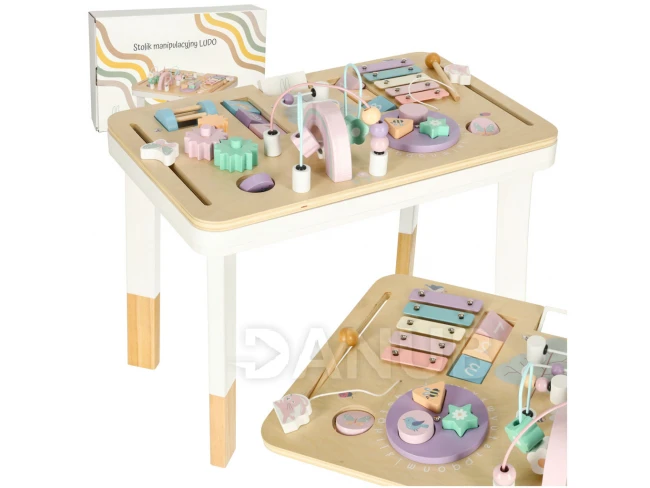 Farebný montessori interaktívny stolík Lulilo - pastelovo-fialový