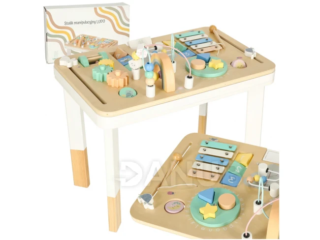 Farebný montessori interaktívny stolík Lulilo - pastelovo-tyrkysový