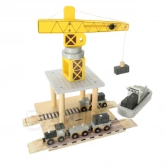 Drevený námorný žeriav + prístav + auto loď