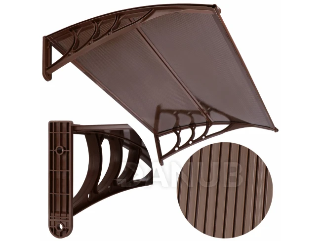 Strieška na vchodové dvere - 150x80 hnedá - hnedá/priehľadná