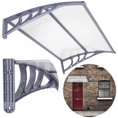 Strieška na vchodové dvere - 150x80 hnedá - sivá/priehľadná