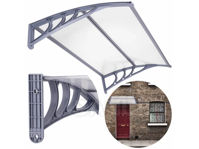 Strieška na vchodové dvere - 150x80 hnedá - sivá/priehľadná