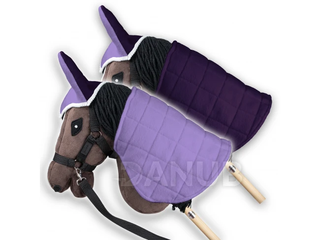 Obojstranná deka a ušné chrániče Skippi pre Hobby Horse - vresová a slivková