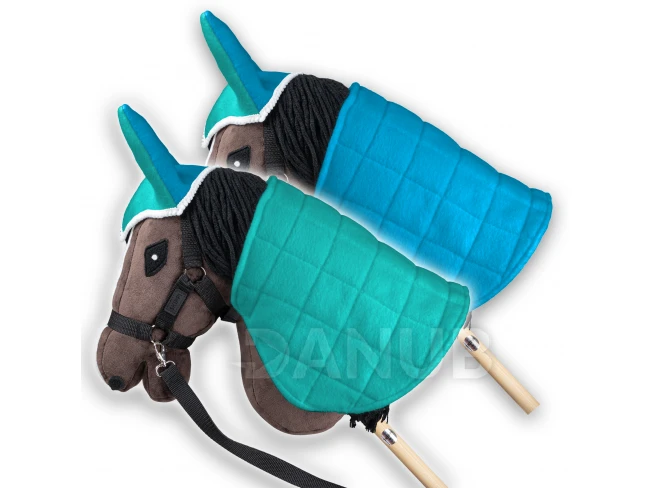 Obojstranná deka a ušné chrániče Skippi pre Hobby Horse - mätová a modrá