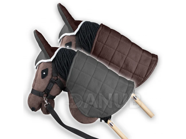 Obojstranná deka a ušné chrániče Skippi pre Hobby Horse - šedá a hnedá