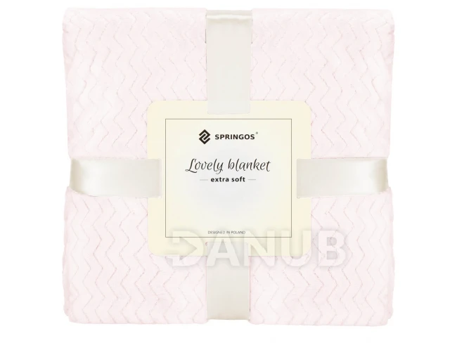 Obojstranná plyšová deka 160x200cm - cik cak - púdrová ružová