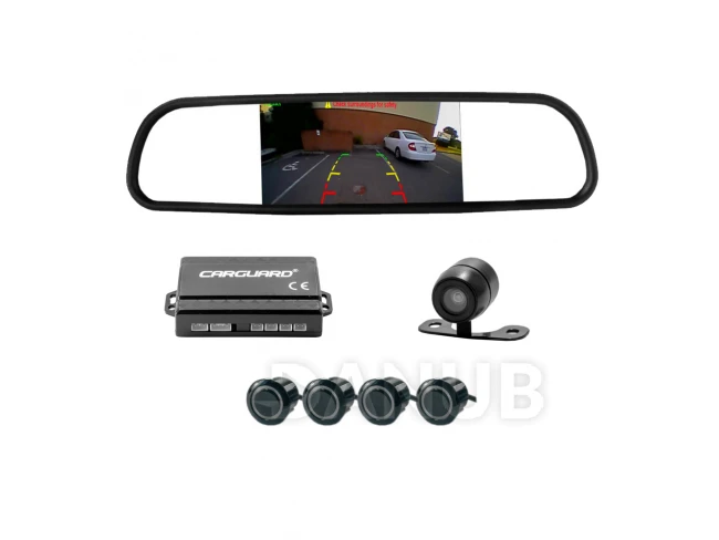 Továrenská kamera a radarový set - s obrazovkou v spätnom zrkadle