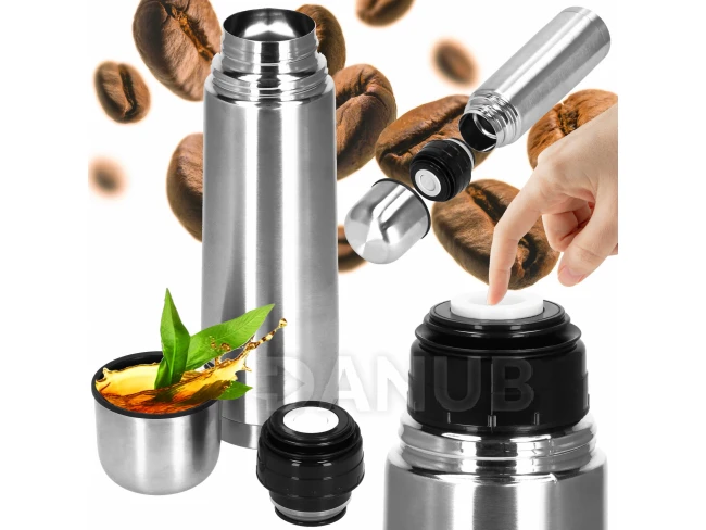 Nerezová termoska na kávu a čaj - strieborná - 750 ml