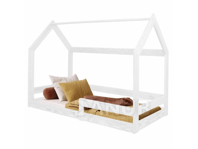 Springps Detská drevená posteľ v tvare domčeka bez nôh - 160x80cm - biela