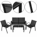 Zostava záhradného nábytku: sedačka, 2 stoličky a stôl so sklenenou doskou - čierna