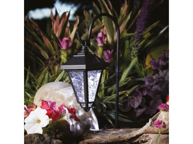 LED solárna lampa  - svietnik - 80 cm - čierny - studená biela