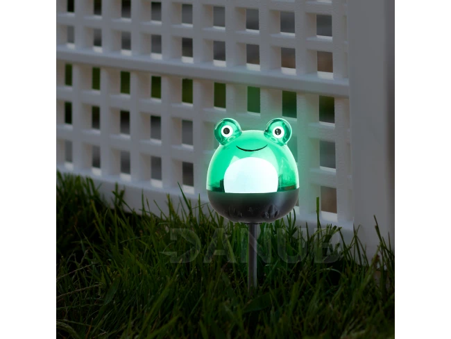 LED solárna lampa - žaba - studená biela - zelená - 150 x 50 x 50 mm