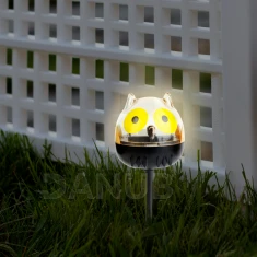 LED solárna lampa - sova - studená biela - žltá  - 150 x 50 x 50 mm