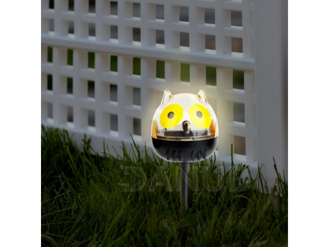 LED solárna lampa - sova - studená biela - žltá  - 150 x 50 x 50 mm