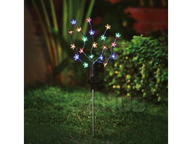 Zapichovací solárny kvet - 20 LED - 65 cm 