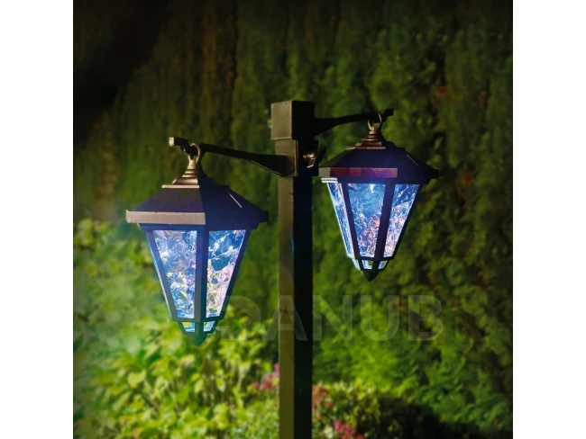 LED solárna lampa - svietnik - 137 cm - čierny - studená biela