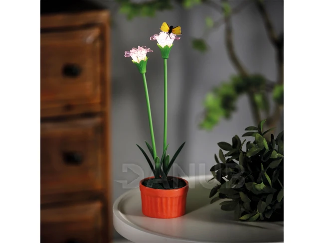 Farebné solárne kvety - 8 x 8 x 32 cm - 10 teplých bielych LED - fialová