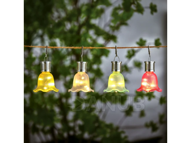 Zavesiteľné solárne kvety - 4 druhy - 3 teplé biele LED - 17,5 x 9,5 cm 