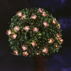 Solárna sveteľná reťaz - kvet - 2,4 m - 25  teplých bielych LED