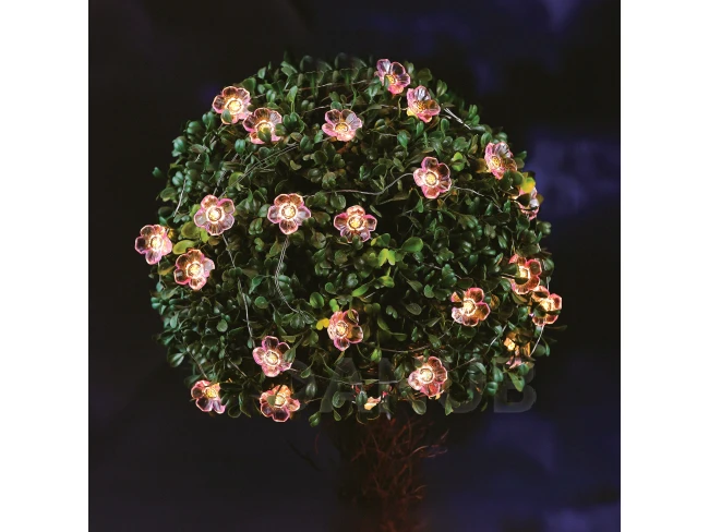 Solárna sveteľná reťaz - kvet - 2,4 m - 25  teplých bielych LED