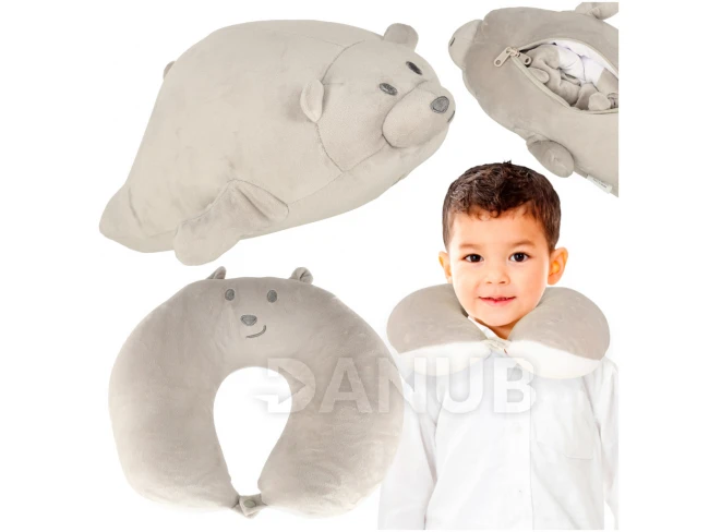 Cestovný vankúš 2v1 na krk - medvedík