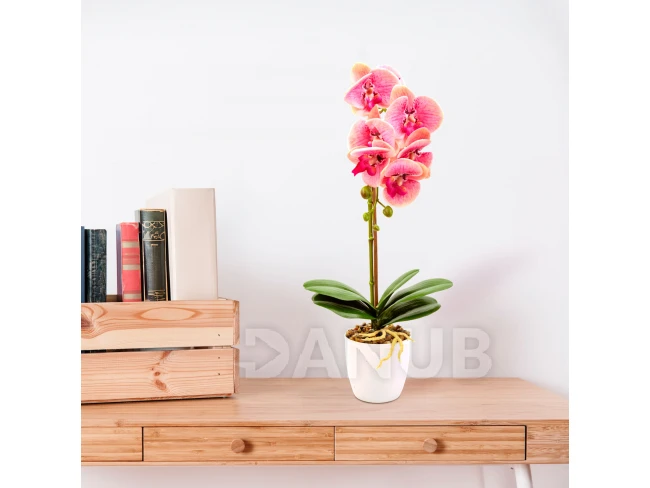 Umelá rastlina dekorácia - orchidea - ružová - 42 cm
