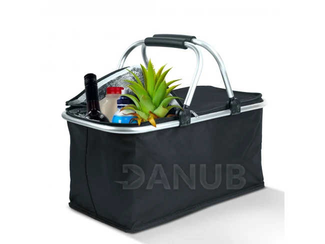 Termo skladací nákupný košík - 49 x 28 x 25 cm - 21 L - čierny