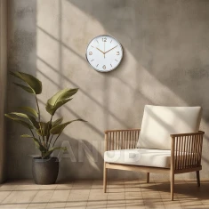 Nástenné hodiny - 25 cm - plast, sklo - 1 x AA - biele