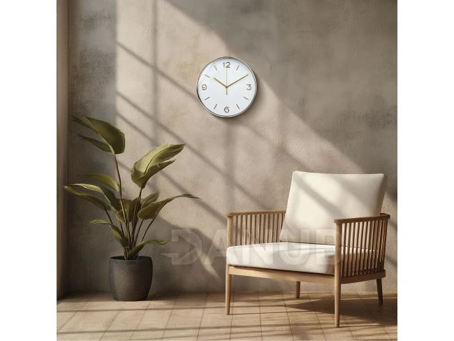Nástenné hodiny - 25 cm - plast, sklo - 1 x AA - biele