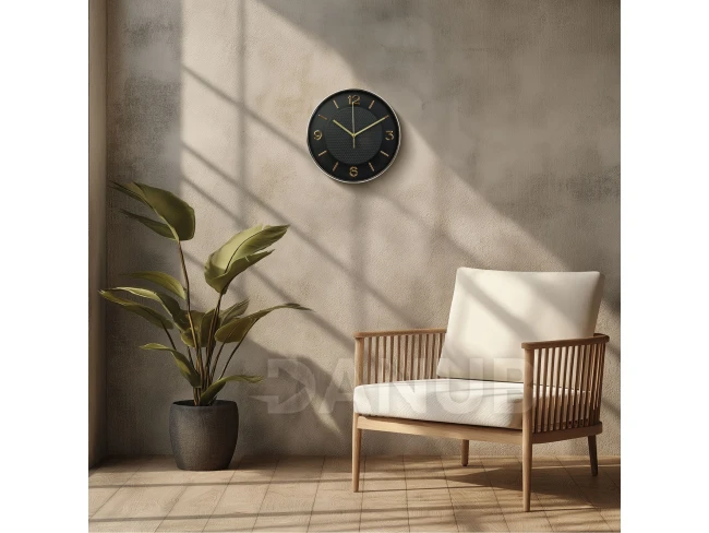 Nástenné hodiny - 25 cm - plast, sklo - 1 x AA - čierne