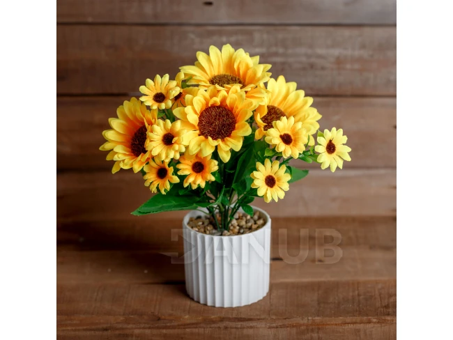 Umelá rastlina dekorácia - slnečnica - 20 x 8 cm