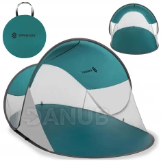 Plážový stan, samorozkladací - tyrkysovo-sivý