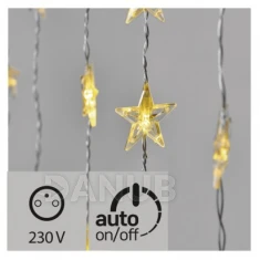 Led vianočný záves – hviezdy, 120×90cm, vnút., teplá b., č.