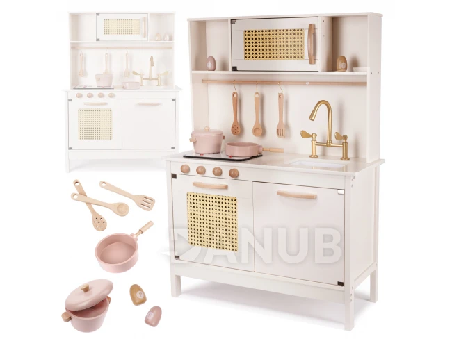 Detská drevená retro kuchynka z MDF s doplnkami BOHO
