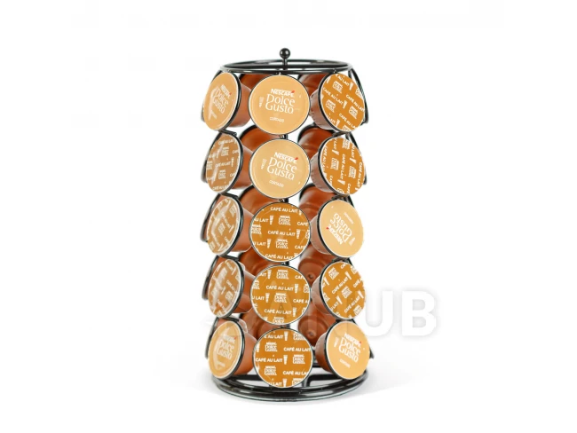 Kovový držiak na kávové kapsuly – na 35 kapsúl Dolce Gusto – 165 x 165 x 320 mm – čierny