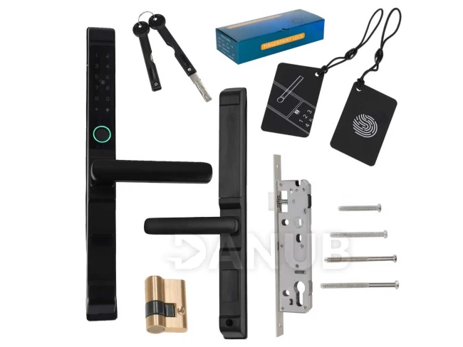 Elektronický kombinačný zámok kľučky dverí s kódovou kartou s odtlačkom prsta
