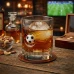 Whisky pohár s futbalovou loptou a podložkou v tvare lopty